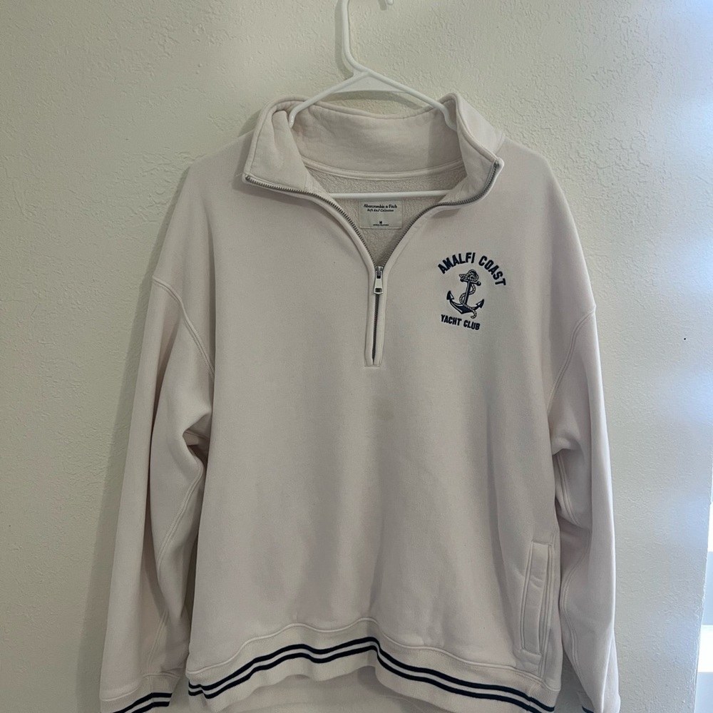 Abercrombie & Fitch Cream Half-Zip Pullover